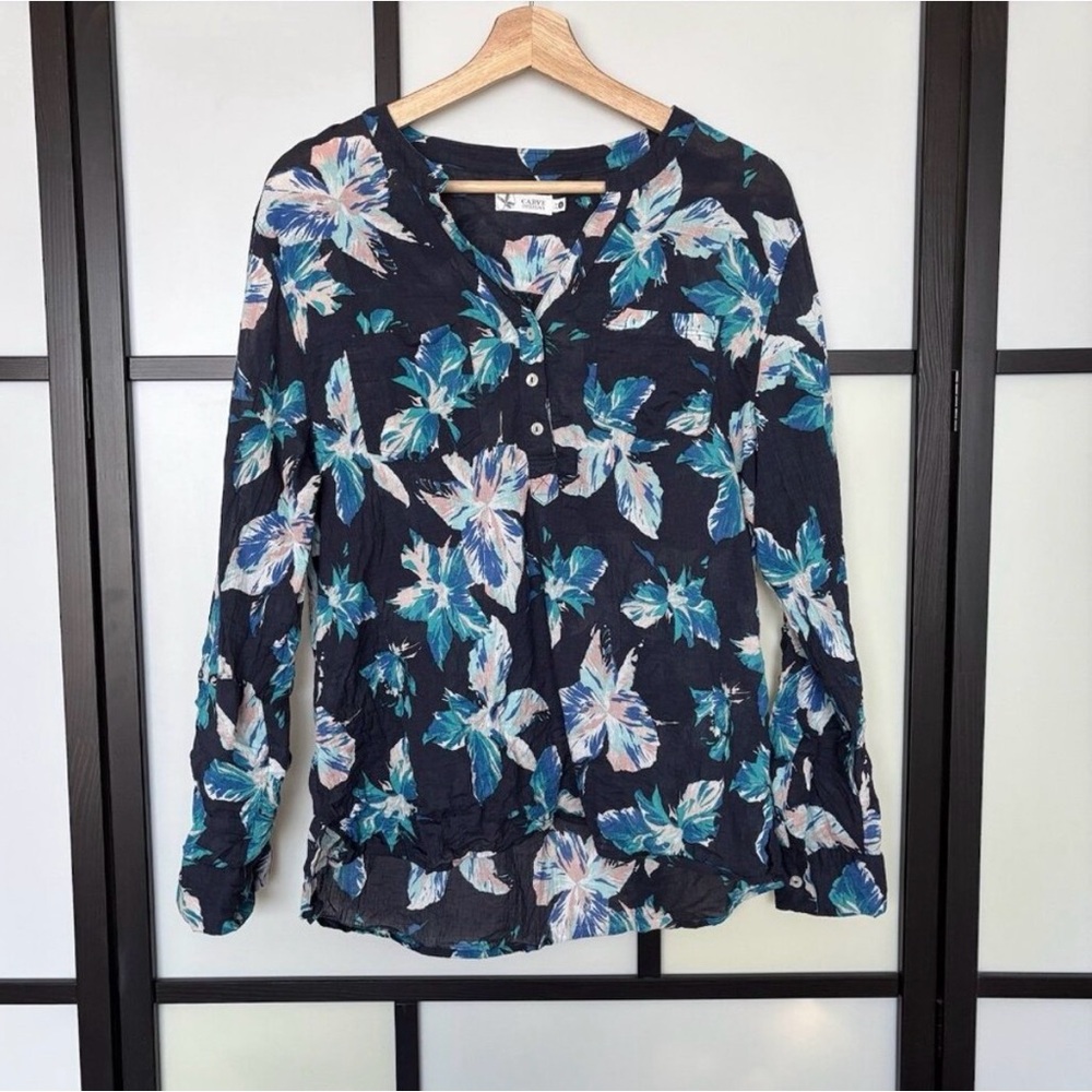 Carve Designs Organic Cotton Blouse Shirt Women’s Medium Floral Tropical Resort